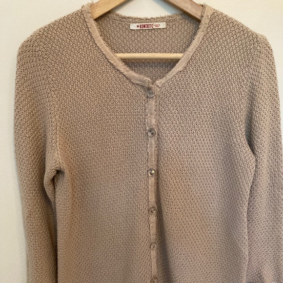 Textured Cotton cardigan beige - Picture 1 of 3